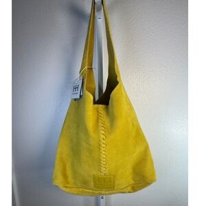 Haute Hippie Style Mustard Yellow Suede Tote Bag with Detachable Pouch NWT
